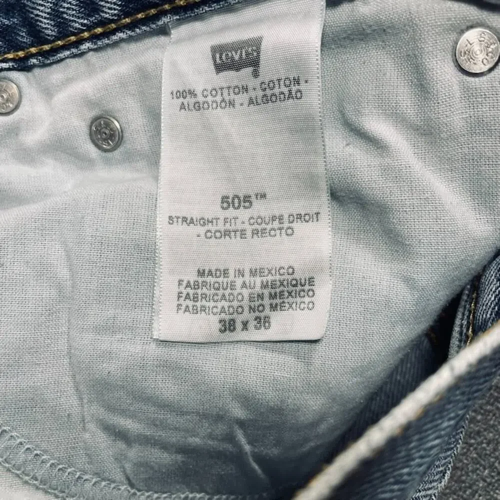 Vintage Y2K Levis 505 Jeans 36x35 Medium Wash Straight Fit Dad Skater